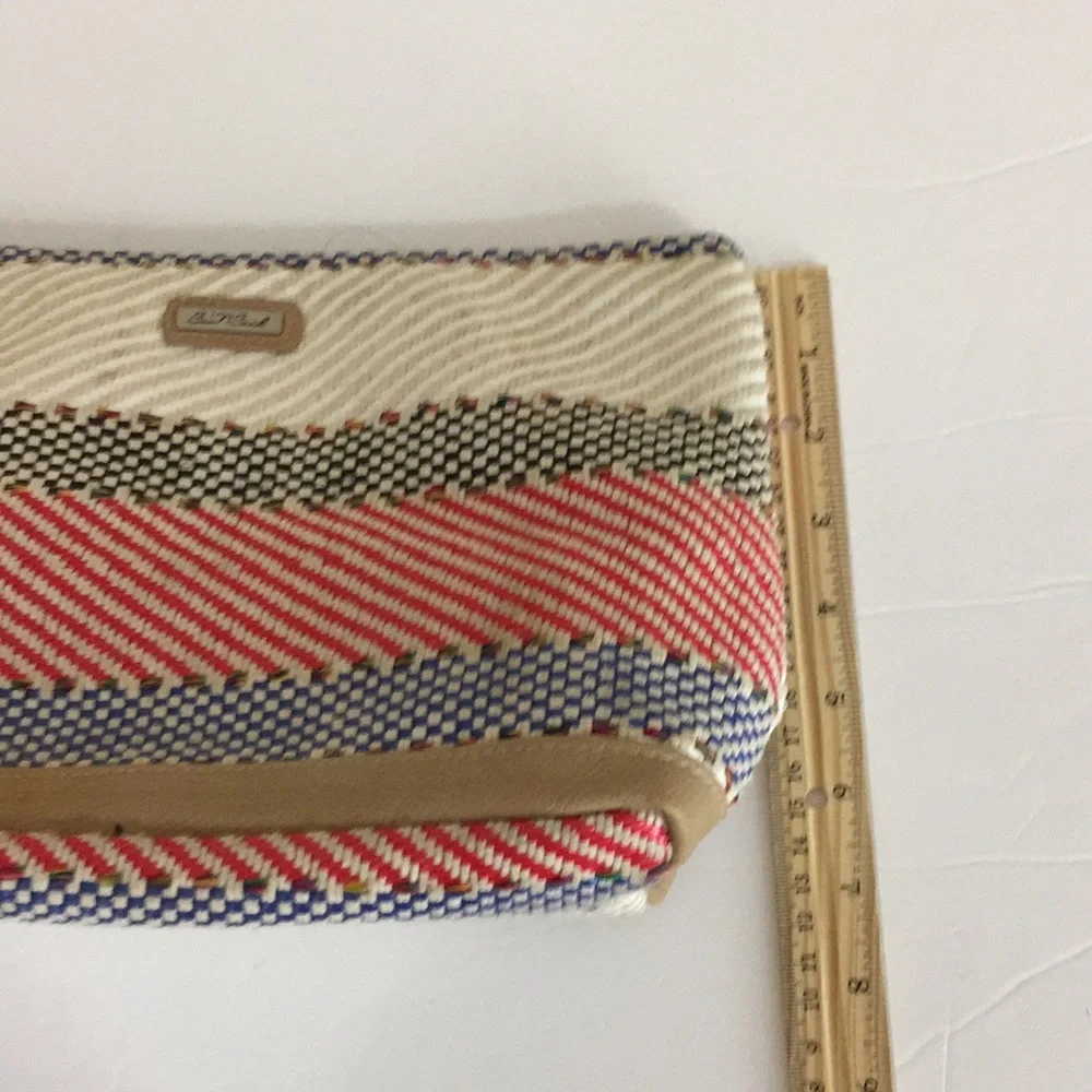 Sun N Sand Large Woven  Wristlet Lined Clutch Purse Wrist Strap